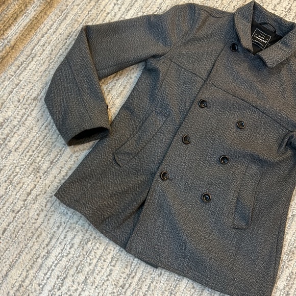 Gray with black buttons Pea coat jacket xl​​ - Picture 13 of 17